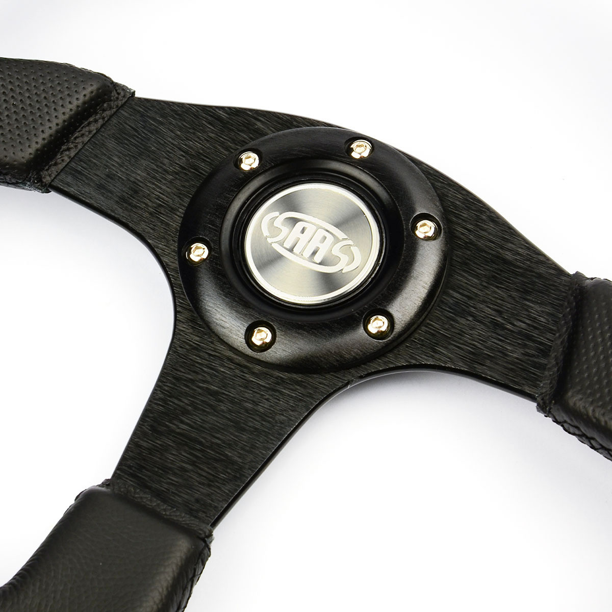 SAAS Sports Steering Wheel Leather 14" Black Spoke