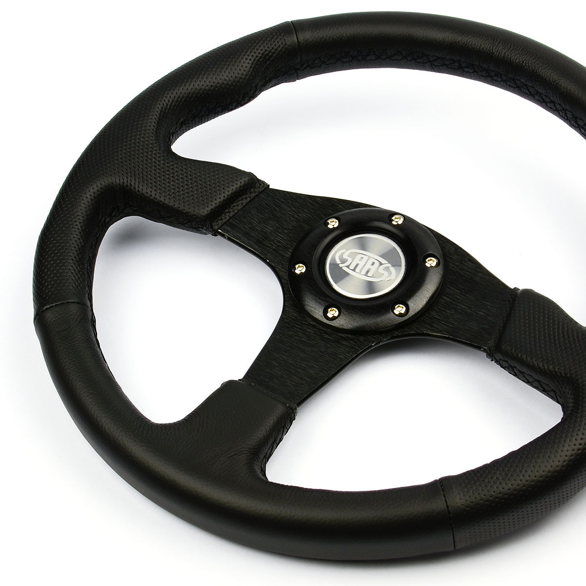 SAAS Sports Steering Wheel Leather 14" Black Spoke
