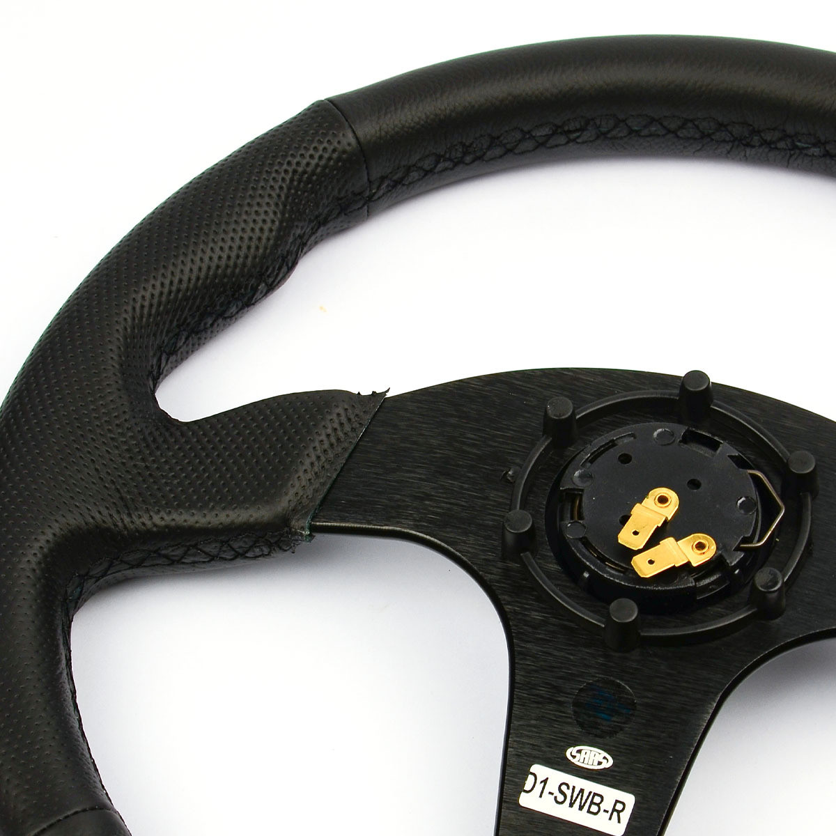 SAAS Sports Steering Wheel Leather 14" Black Spoke
