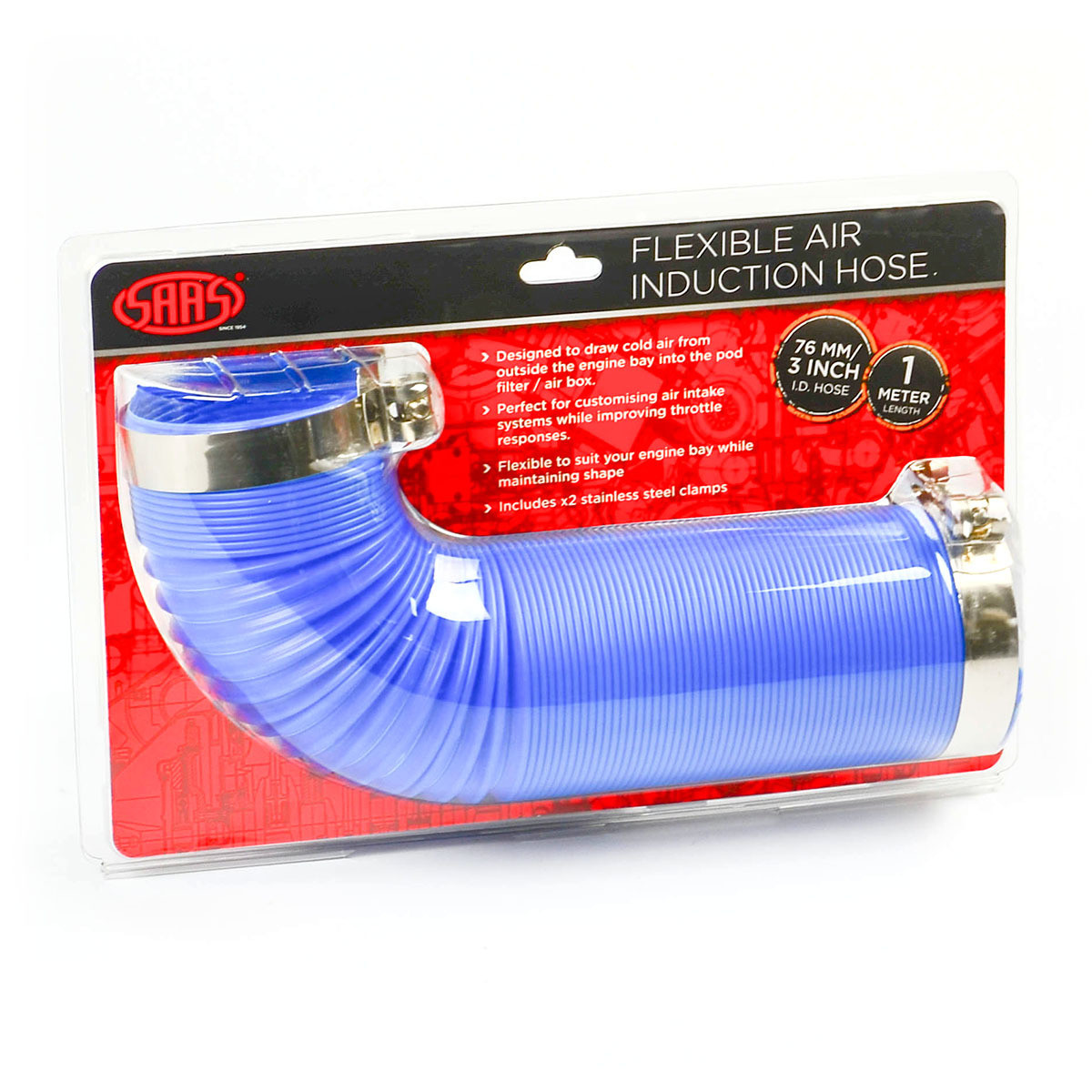 SAAS Flexible Air Induction Hose Blue 76mm x 1000