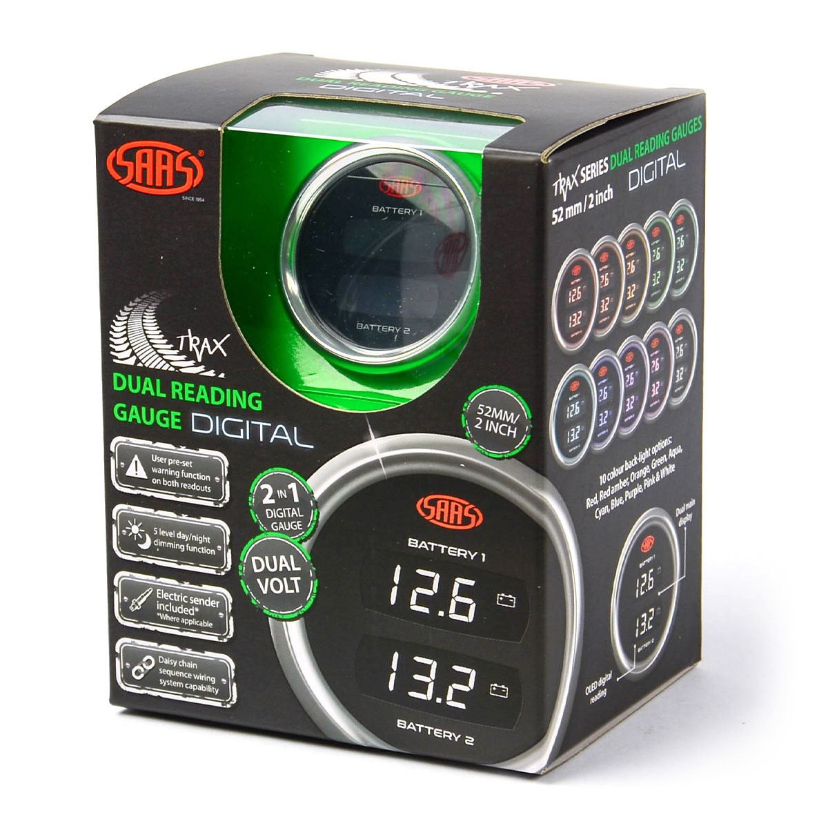 SAAS Dual Digital Gauge Volt 8v-18v / Volt 8v-18v Trax