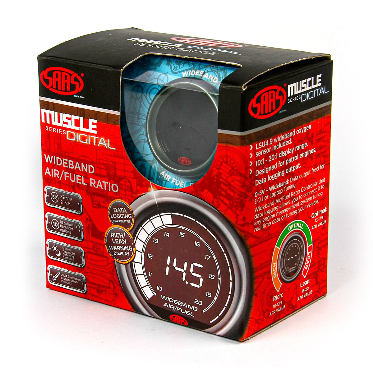 SAAS Air Fuel Ratio Gauge Wide Band 52mm Digital Series