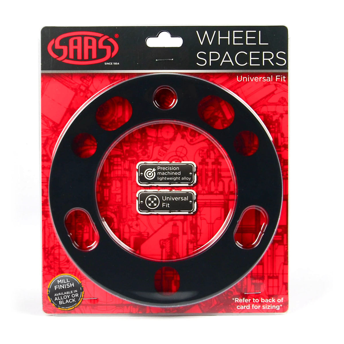 Wheel Spacer x 2 Univ 6 Stud 6 mm Black