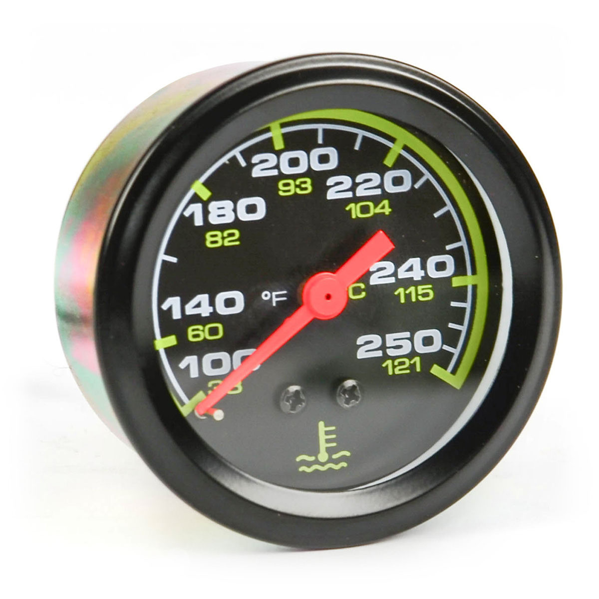 Water Temp Gauge Mech Black Autoline 121°C/250°F