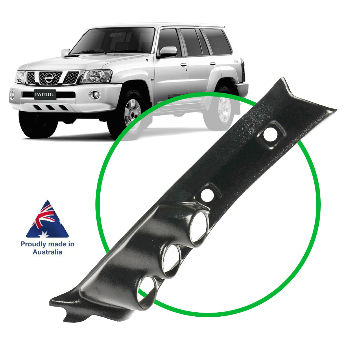 SAAS Gauge Pillar Pod Nissan Patrol 1997 - 2016 GU - Y61 3 x Guages 1 Piece