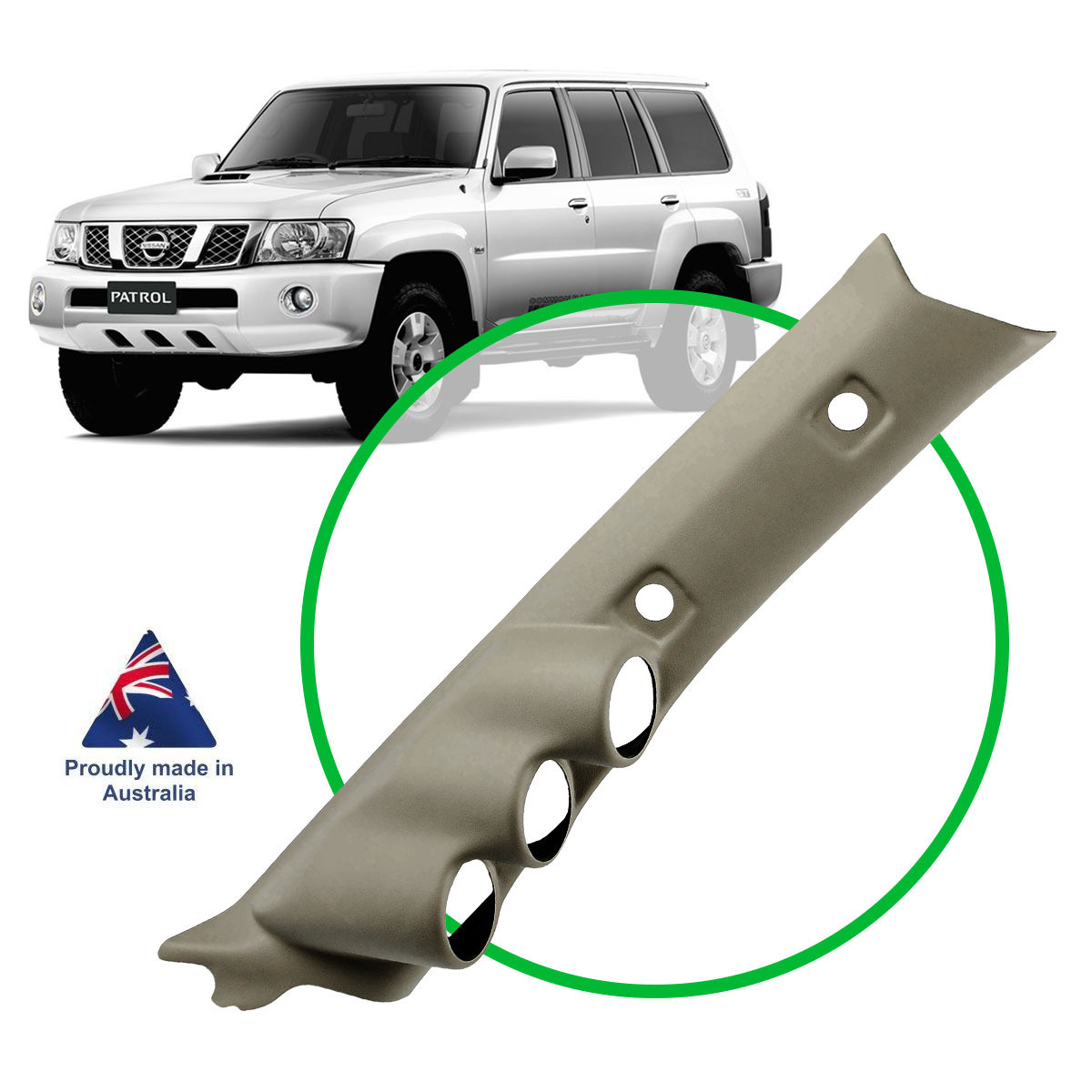 SAAS Gauge Pillar Pod Nissan Patrol 1997 - 2016 GU - Y61 Prepainted 3 x Gauges 1xPiece