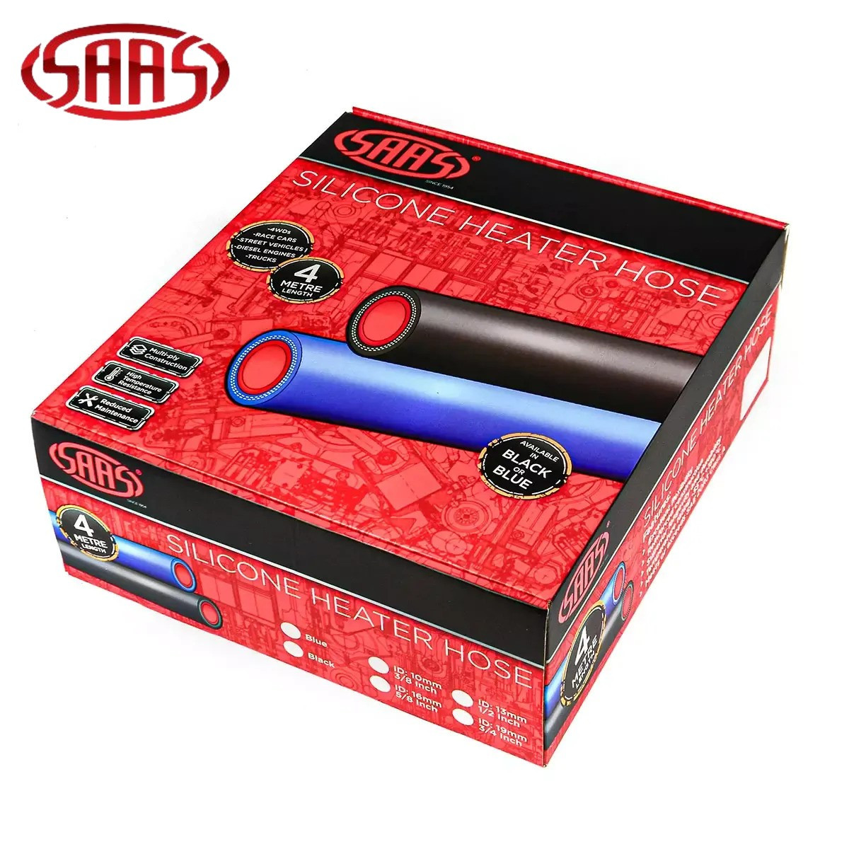 SAAS Silicone Heater Hose 13mm ID x 4m Black