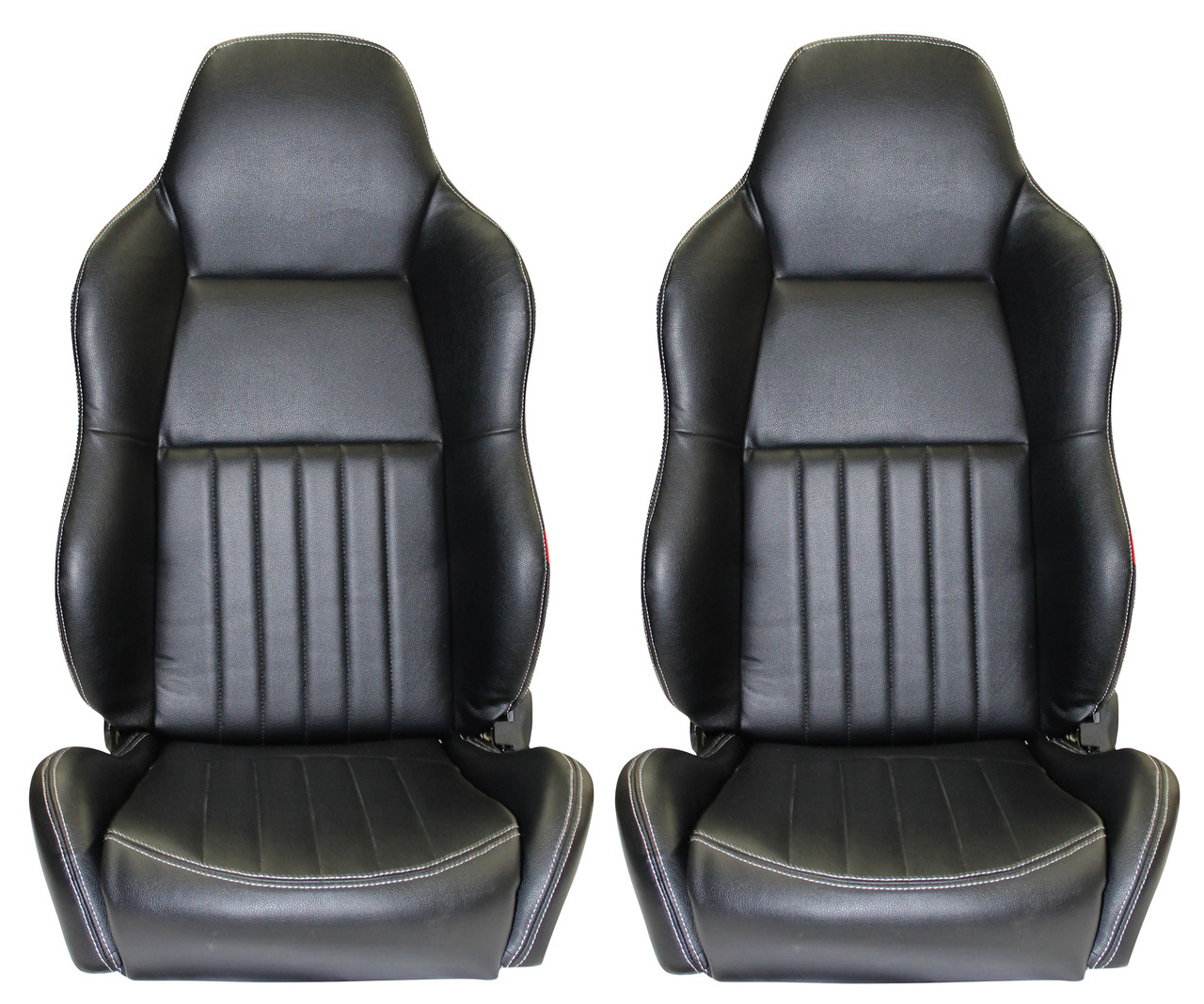 Autotecnica Classic High Back Pair 2 x Black Leather Car Bucket Seats