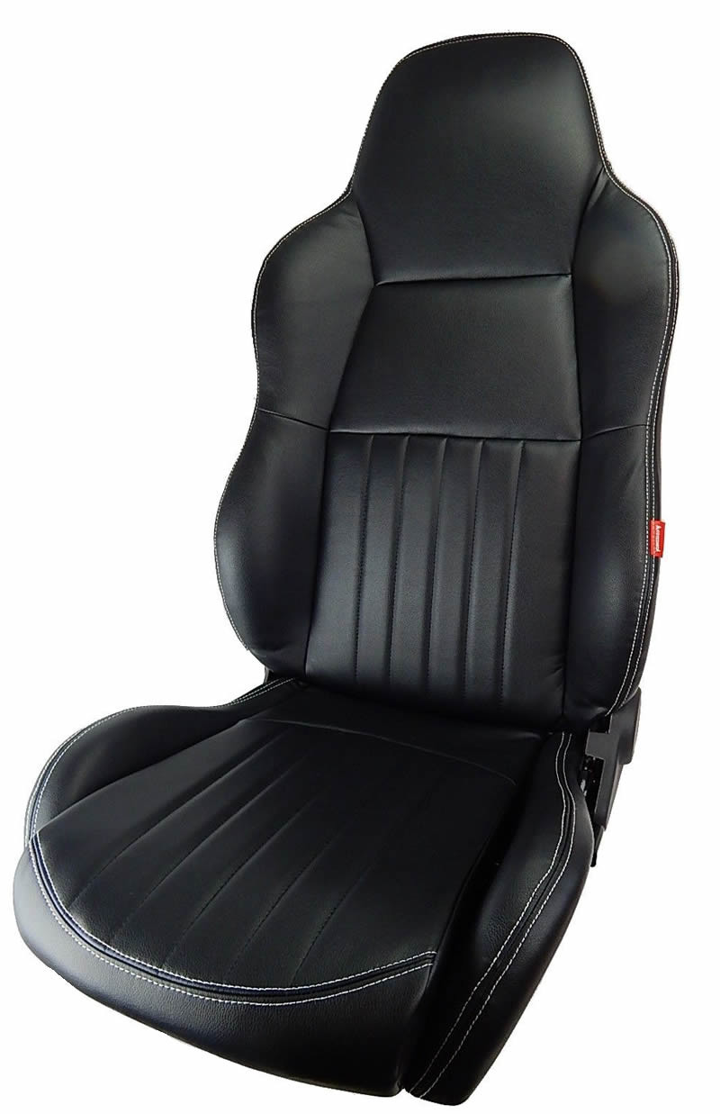 Autotecnica Classic High Back Pair 2 x Black Leather Car Bucket Seats
