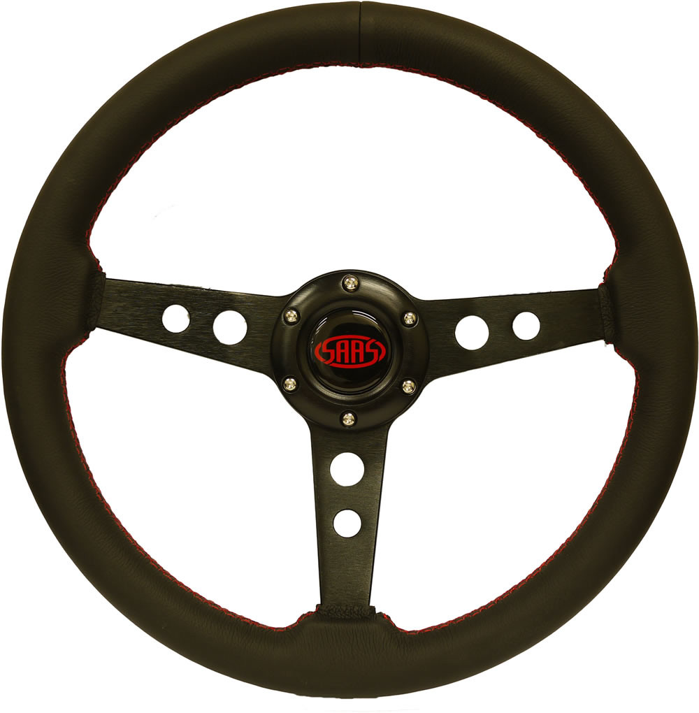 SAAS Retro Leather Black Steering Wheel
