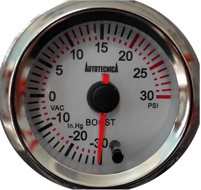 Autotecnica 52mm Gauge BOOST White Face multi colour