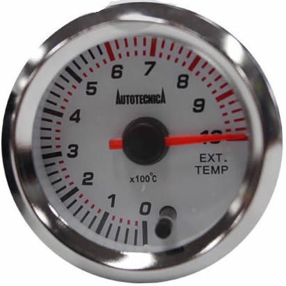 Autotecnica Exhaust Gas Temperature EGT / Pyro Pyrometer 52mm Gauge White