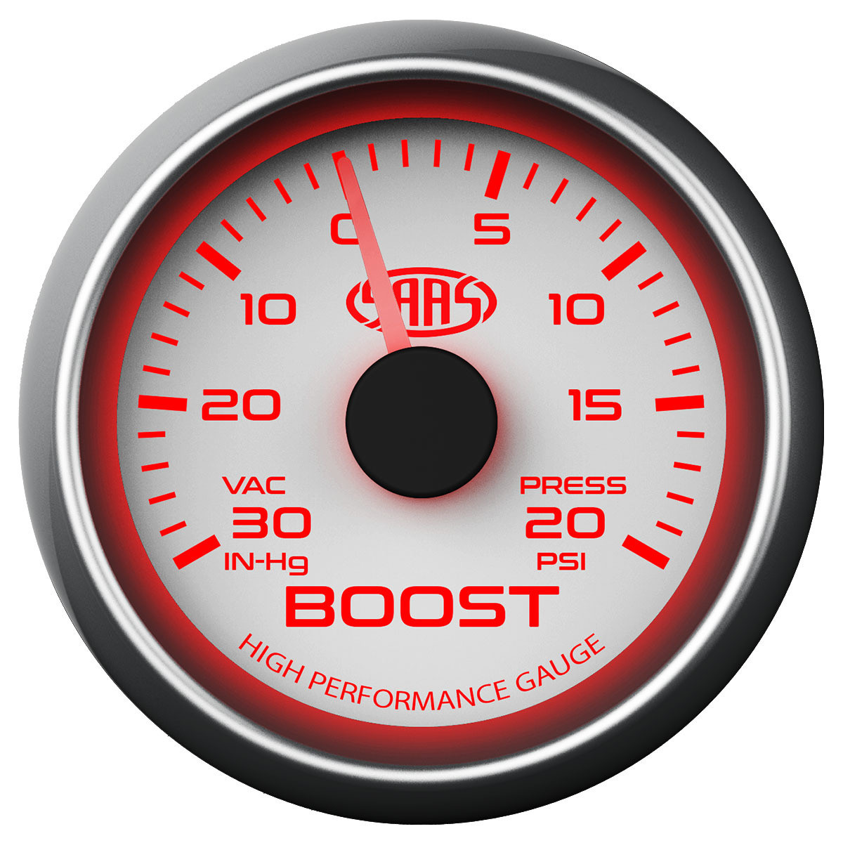 SAAS Boost Gauge White 52mm