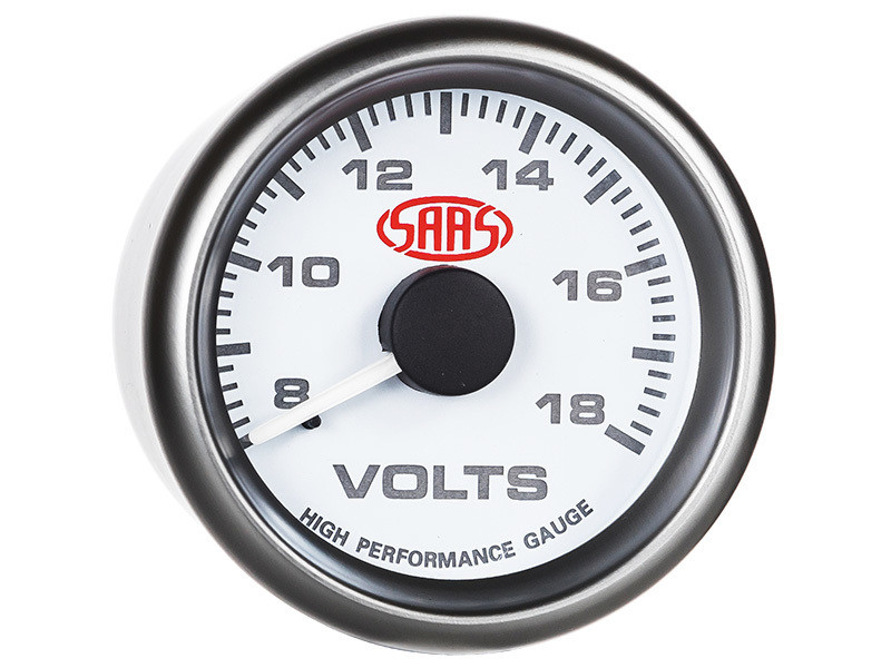 SAAS Volt Gauge White 52mm