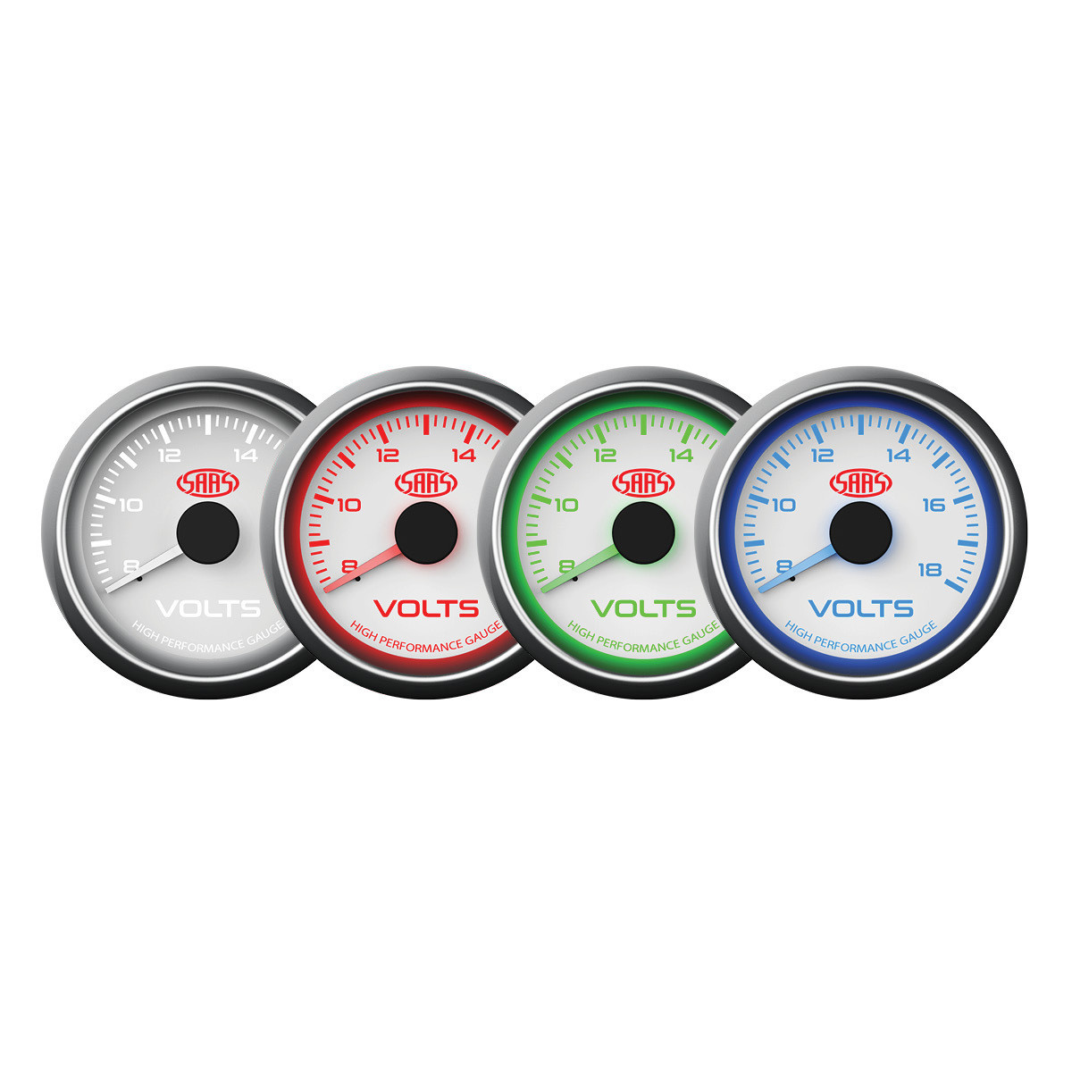 SAAS Volt Gauge White 52mm