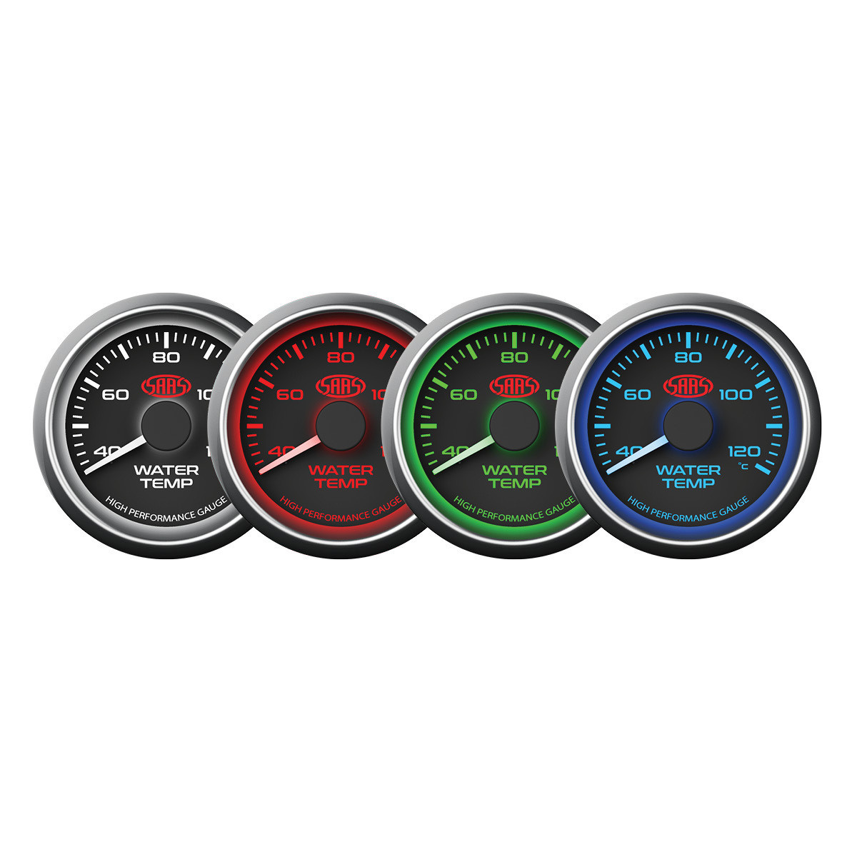 SAAS Water Temperature Gauge Black 52mm