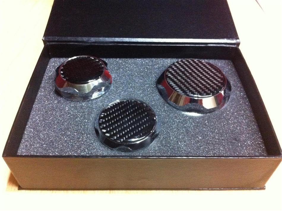 Chrome Billet Carbon Top Caps