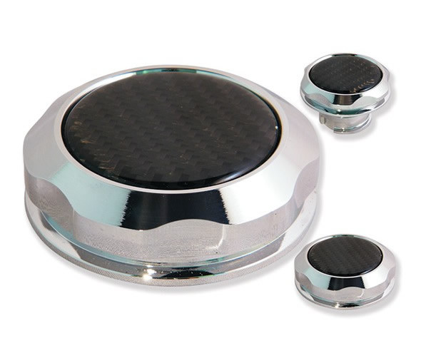 Chrome Billet Carbon Top Caps