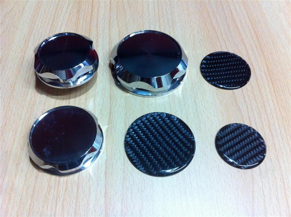 Chrome Billet Carbon Top Caps
