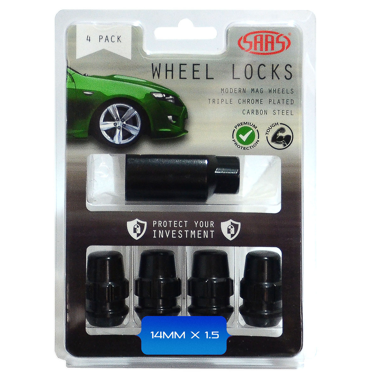 Acorn lock Nut 14mm x 1.5 Blk / Chr