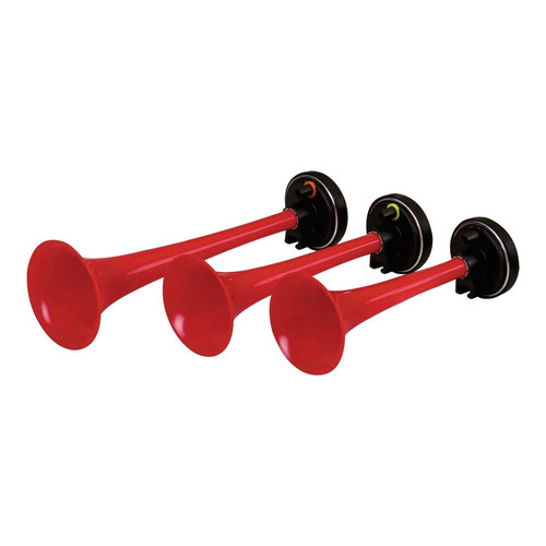 Triple Tone Air Horns / Horn RED Car Truck Van Easy to Install 