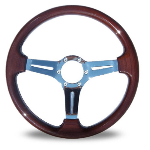 Autotecnica Indy Woodgrain Chrome Spoke Steering Wheel