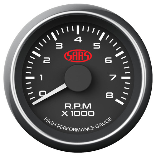 SAAS 52mm Tacho Black Face Gauge