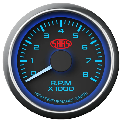 SAAS 52mm Tacho Black Face Gauge