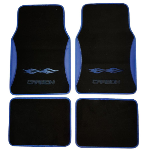 Carbon Tribal Blue/Black Carpet Car Floor Mats