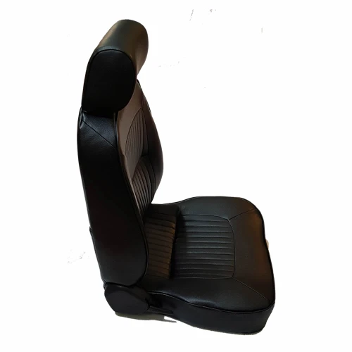 Autotecnica Deluxe Classic Pair 2 x Black W/ Seat Rails Leather Car Bucket Seats