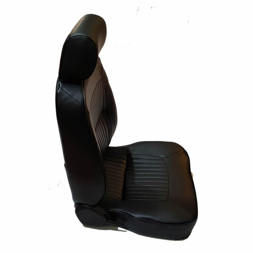 Autotecnica Deluxe Classic Pair 2 x Black W/ Seat Rails Leather Car Bucket Seats