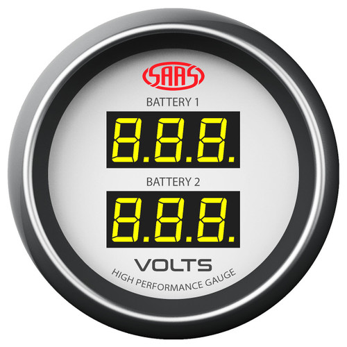 SAAS Dual Volt Gauge White 52mm