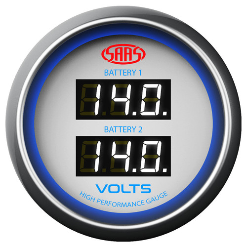 SAAS Dual Volt Gauge White 52mm