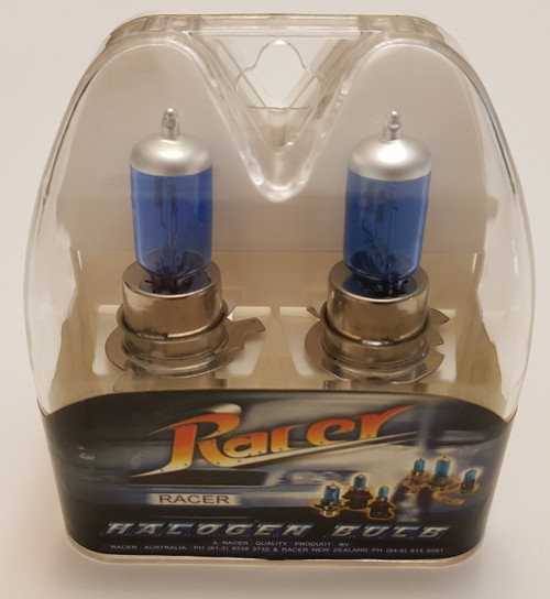 Halogen Globe Bulb Pair H4 12V 65/55W Blue - Super White in Acrylic Case