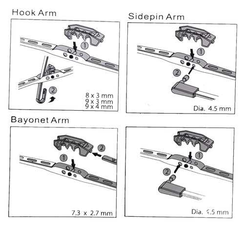 Metal Frame Windscreen Wiper Blades ( Pair x 2 ) - 18 inch (450mm)