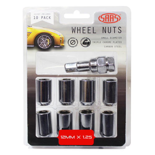 Wheel Nuts S/D Int Hex  Inc Key Chr 10Pk