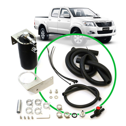 Oil Catch Tank Full Kit Hilux KUN 2005-2015 Blk Tank