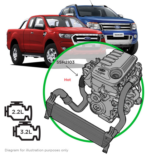 SAAS Silicone Intercooler Rear Hot Side Pipe Ranger/BT50 2011-2020