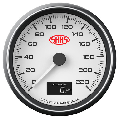SAAS Speedometer + Tachometer 3 1/2" 89mm In Dash White Muscle Series