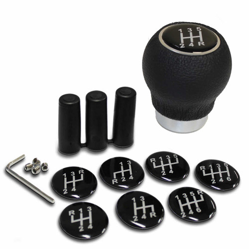 SAAS Leather Gear Knob Black Ball with 8 Shift Patterns
