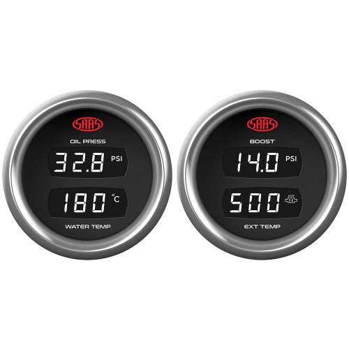 SAAS Trax Digital Dual Reading Gauges Oil Press / Water Temp & Exhaust / Boost
