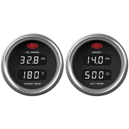 SAAS Trax Digital Dual Reading Gauges Oil Press / Water Temp & Exhaust / Boost