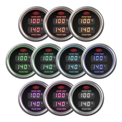 SAAS Dual Digital Gauge Temp 40-120 deg / Trans Temp 60-200 deg Trax Series 52mm