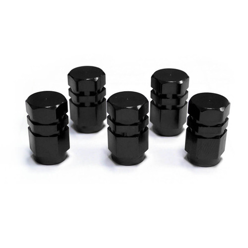 SAAS Valve Cap Black 2 Groove - 5 Pack