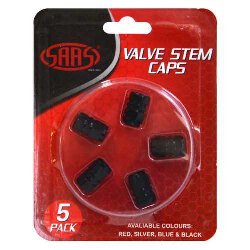 SAAS Valve Cap Black 2 Groove - 5 Pack