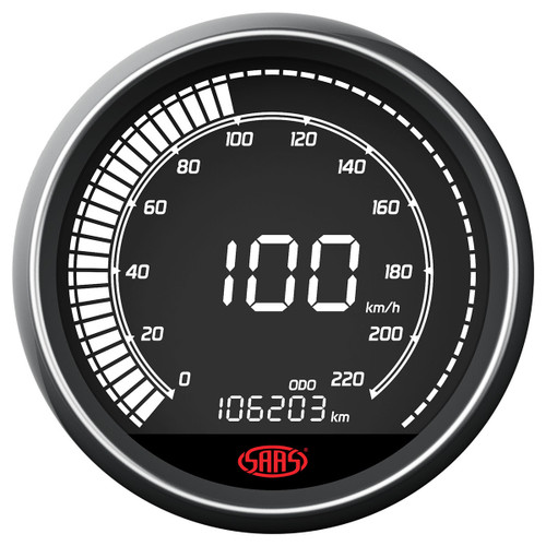 SAAS Speedo 220 KPH 3 1/2" 89mm In Dash Muscle Digital Series