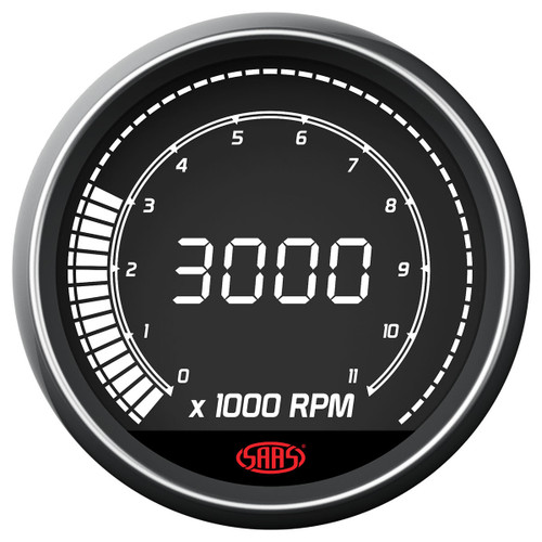SAAS Tachometer 0-11K Shiftlite 3 1/2" 89mm In Dash Muscle Digital Series