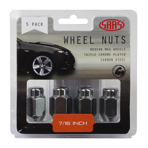 SAAS Wheel Nuts Acorn Taper 7/16 Chrome 35mm 5pk