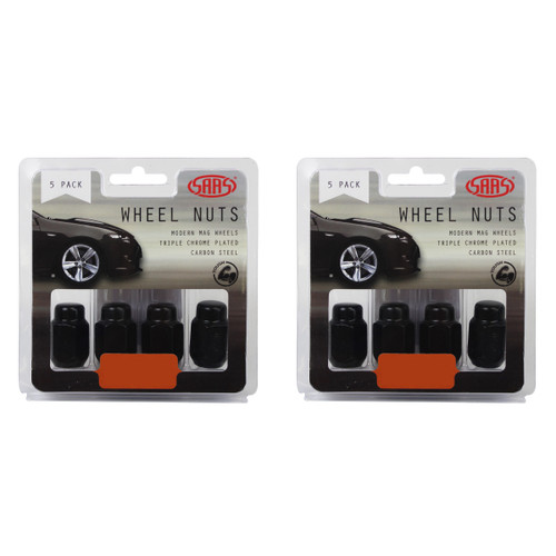 SAAS Wheel Nuts Acorn Taper 1/2 Black 35mm 5pk