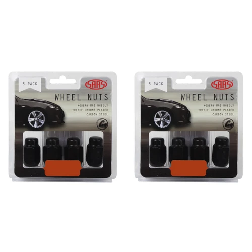 SAAS Wheel Nuts Acorn Taper 1/2 Black 35mm 5pk